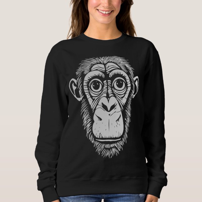 Leichte graue Schimpansen Ape Nicht Affe Niedliche Sweatshirt (Vorderseite)