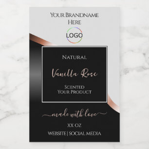 Leichte, graue, schwarze Rose, goldene Labels mit Lebensmitteletikett