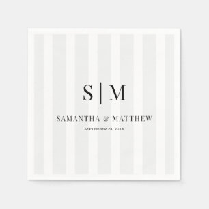 Leichte graue Streifen Elegante Couple Initials Ho Serviette