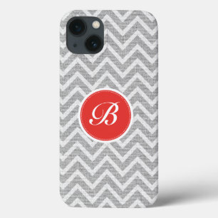 Leichte graue Zickzack Muster Textur Monogramm Case-Mate iPhone Hülle