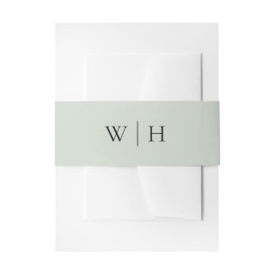 Leichte grüne Serif-Monogramm mit Linienhochzeit Einladungsbanderole