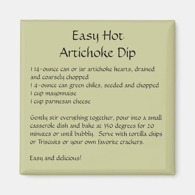 Leichte Hot Artichoke Dip Rezept auf einem Magnet (Vorne)