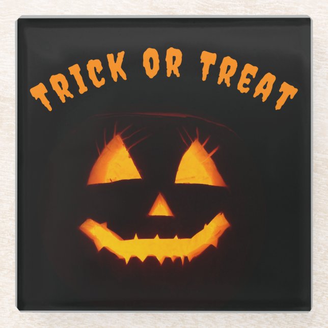 Leichte Kürbislaterne Glasuntersetzer (Vorderseite)