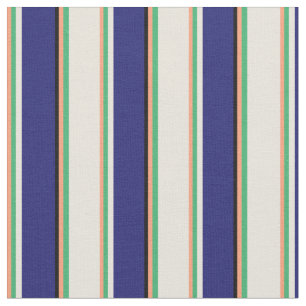Leichte Lachse, Sea Green, Beige, Blau und Schwarz Stoff