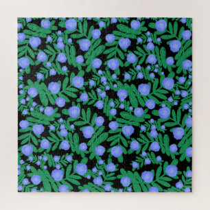 Leichte Lila Blume mit Blumenmuster und Pflanze mi Puzzle
