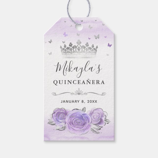 Leichte Lila Rose Silver Crown Vielen Dank Geschenkanhänger (Vorderseite)