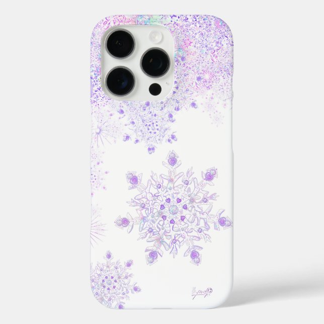 leichte lila Schneeflocke & glitzerndes Herz Case-Mate iPhone Hülle (Rückseite)