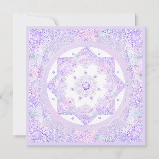 leichte lila Schneeflocke & glitzerndes Herz Karte (Vorderseite)