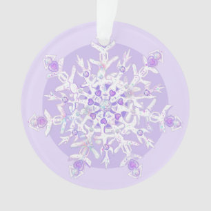 leichte lila Schneeflocke & glitzerndes Herz Ornament