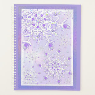leichte lila Schneeflocke & glitzerndes Herz Planer