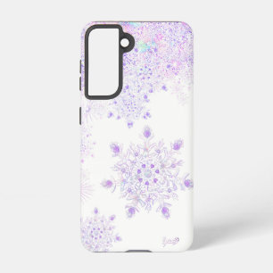 leichte lila Schneeflocke & glitzerndes Herz Samsung Galaxy Hülle