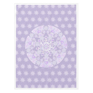 leichte lila Schneeflocke & glitzerndes Herz Tischdecke