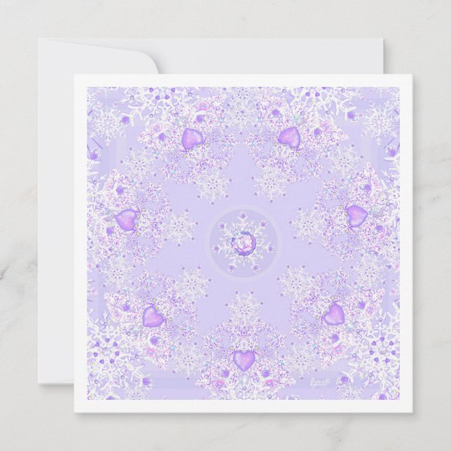 leichte lila Schneeflocke und mattiertes Herz Karte (Vorderseite)