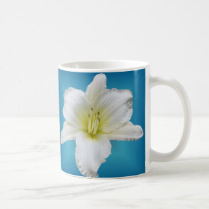 Leichte Lilie - Taglilie auf Blau Kaffeetasse