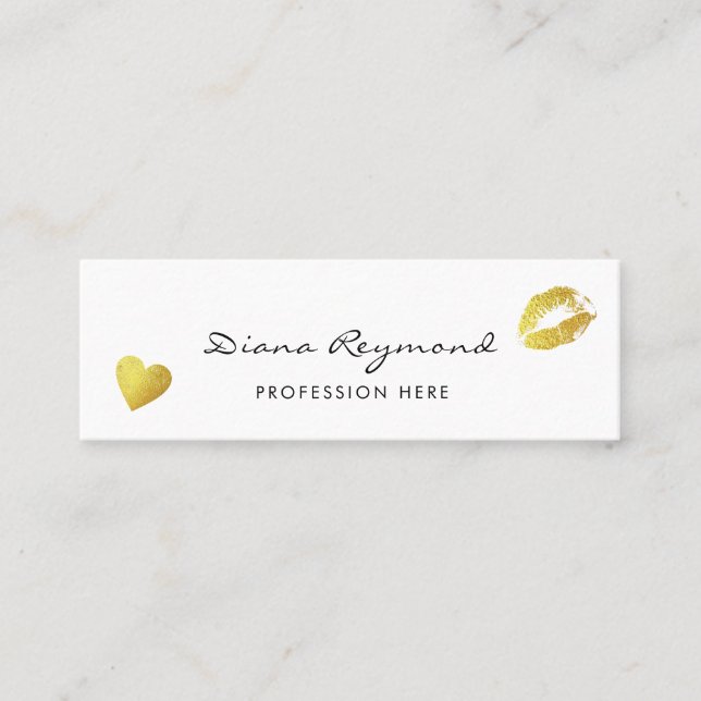 leichte pro Visitenkarte mit goldenem Herz & Lippe (Vorderseite)