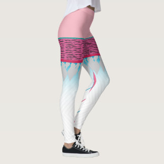 Leichte Retro Geometric Pink & Cyan Print Leggings