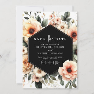 Leichte romantische Pfirsichhochzeit Save The Date