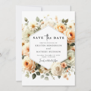 Leichte romantische Pfirsichhochzeit Save The Date