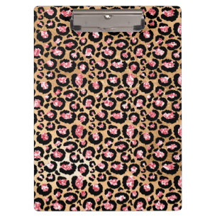 Leichte rosa Foil- & Gold-Glam Glitzer Leopard Spo Klemmbrett