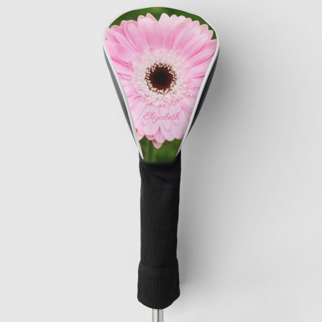Leichte Rosa Gerbersche Daisy Floral Personalisier Golf Headcover (Vorderseite)