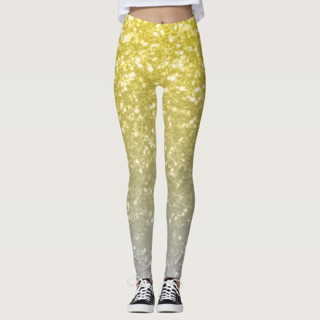 Leichte, silbergraue Imitate Glitzern Leggings (Vorderseite)