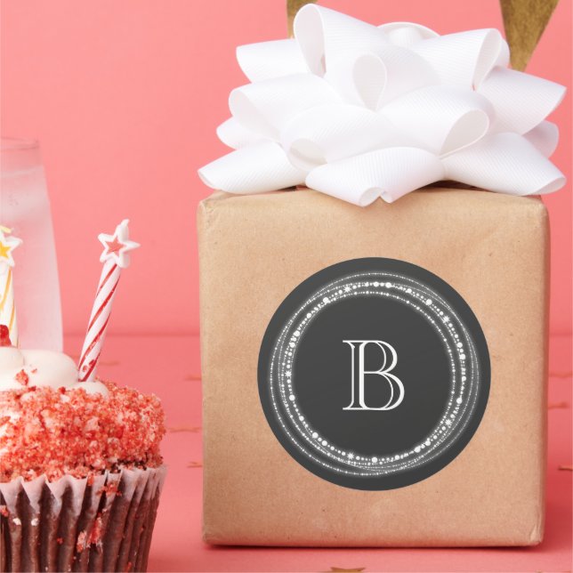 Leichte und helle Glitzern Circles Monogramm Urlau Runder Aufkleber (Party)