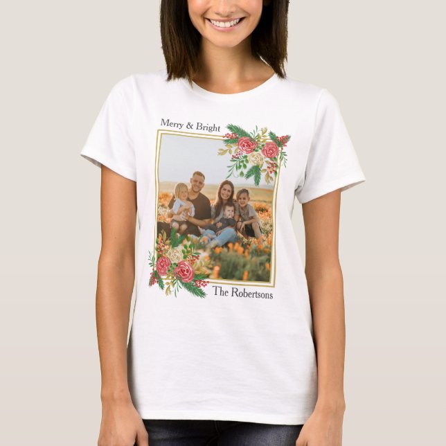 Leichte und helle Wasserfarben Rose Familienurlaub T-Shirt (Vorderseite)