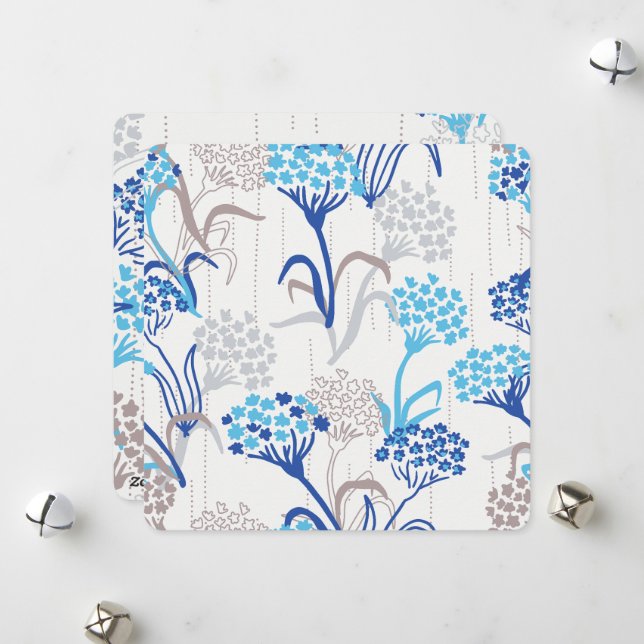 Leichte und luftige Hortensien-Blumenmuster Feiertagskarte (Vorderseite/Rückseite Beispiel)