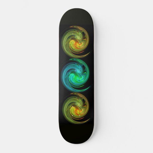 LEICHTE VORTEX, schwarz-blau-gelb-orange Skateboard (Vorderseite)