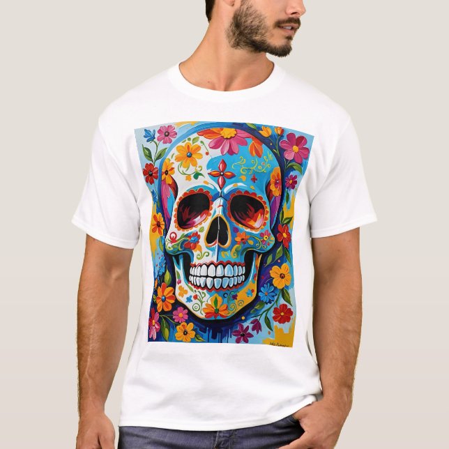 Leichte Zuckerkultur Art Día de los Muertos T - Sh T-Shirt (Vorderseite)