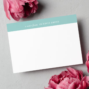 LEICHTER AQUAMARINER PERSONALISIERTER FAMILIENNAME MITTEILUNGSKARTE