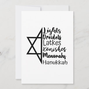 Leichter Dreidel Latke Knish Menorah Chanukka  Einladung