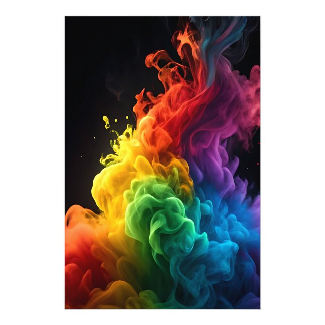 Leichter Regenbogenfarbenrauchwolke schwarzer Hint Fotodruck (Vorne)