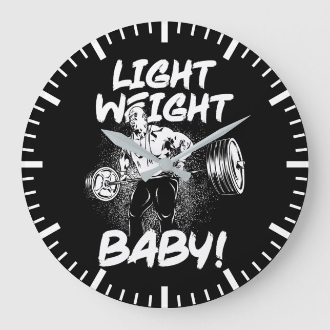 Leichtes Baby - Gym Workout Bodybuilding groß Große Wanduhr (Vorderseite)