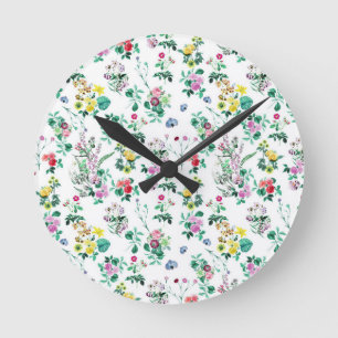 Leichtes Blumenmuster Runde Wanduhr