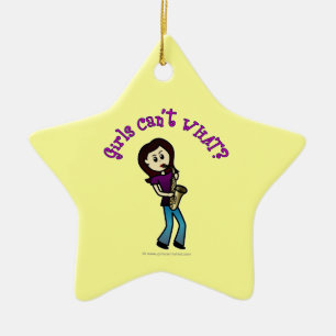 Leichtes Mädchen Saxophon Keramik Ornament