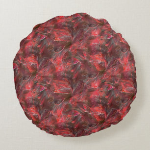 Leichtes Relief in Textur mit rotem Wachs überzoge Rundes Kissen