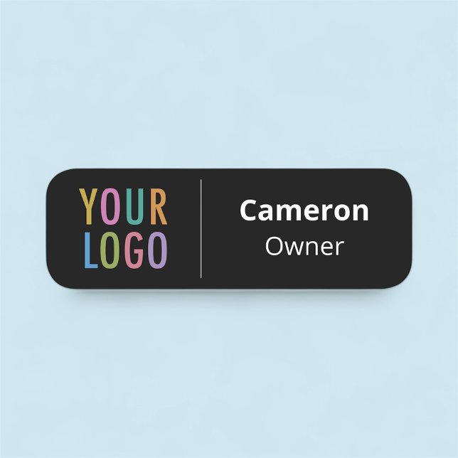 Leichtes Schwarz-Nametag-Logo, kundenspezifisches  Namensschild (MISOOK Rounded Corners Black Name Tag with Logo)