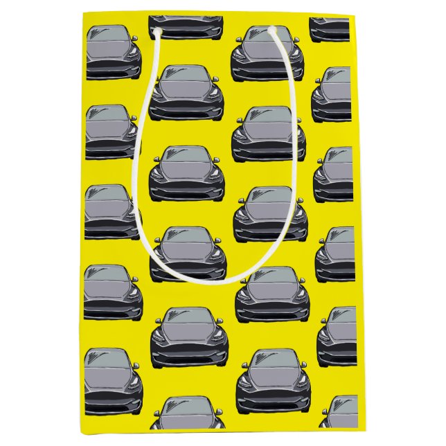 Leichtgraues Elektrofahrzeug SUV Gelbes Fahrzeug Mittlere Geschenktüte (Vorderseite)