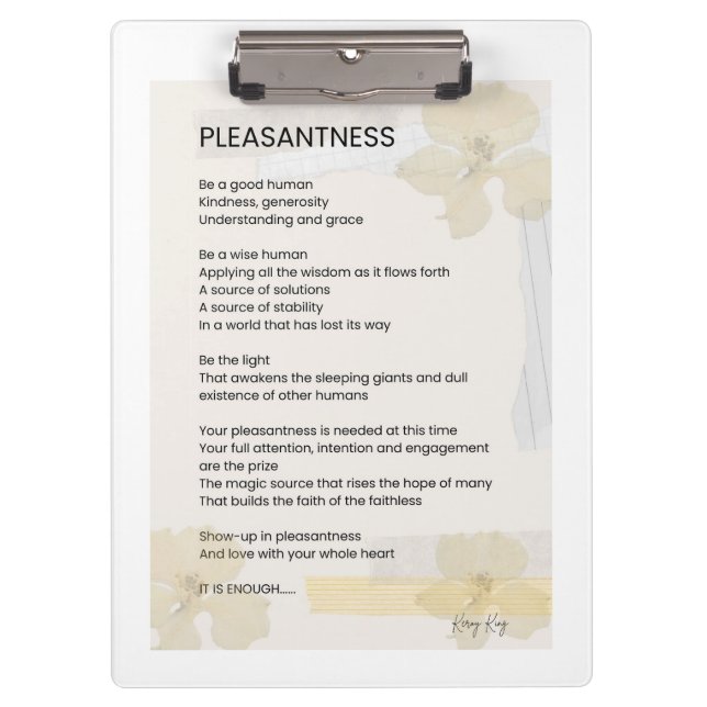 Leichtigkeit Inspiration Gedicht geschrieben Wort Klemmbrett (Vorderseite)