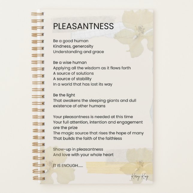 Leichtigkeit Inspiration Gedicht geschrieben Wort Planer (Vorderseite)