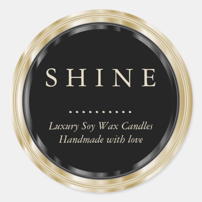 Leichtmetallfarbene Gold- und Schwarzwolle-Etikett Runder Aufkleber (Vorderseite)