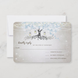 Leichtpulver Blauer Herzleder Tree Hochzeit RSVP Karte