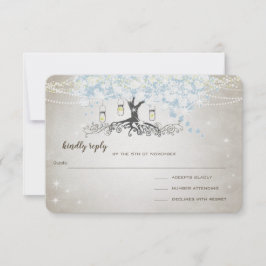 Leichtpulver Blauer Herzleder Tree Hochzeit RSVP Karte