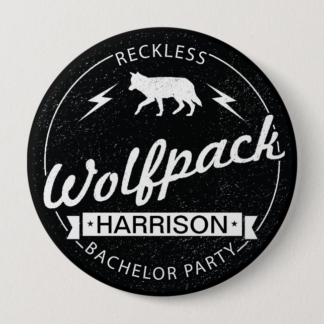 Leichtsinniges Wolfpack Junggeselle-Party pflegt Button (Vorderseite)