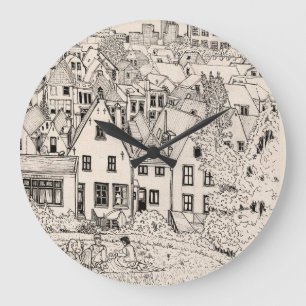 Leiden South Holland Niederlande Pen Ink Zeichnend Große Wanduhr