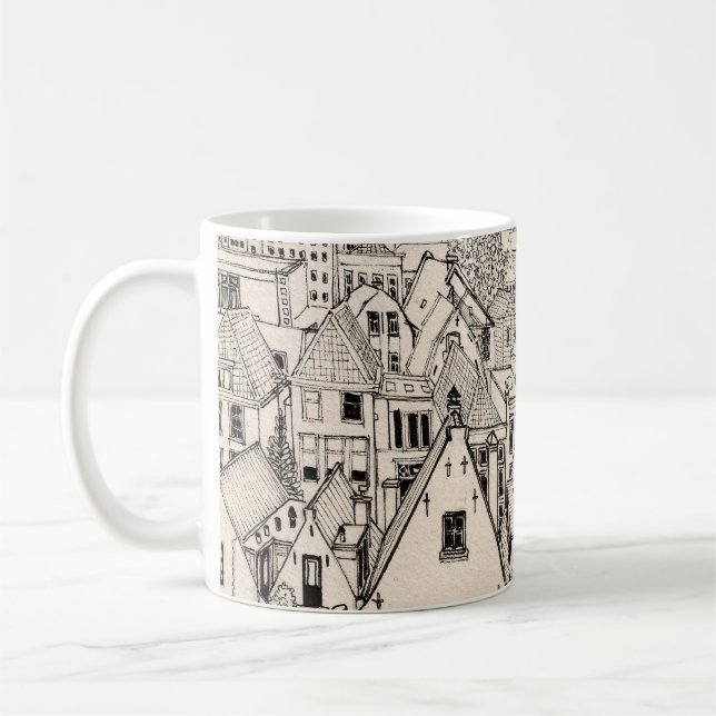 Leiden South Holland Niederlande Pen Ink Zeichnend Kaffeetasse (Links)