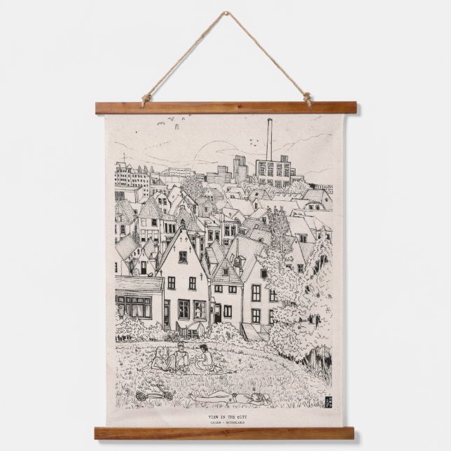 Leiden South Holland Niederlande Pen Ink Zeichnend Wandteppich Mit Holzrahmen (Vorderseite)