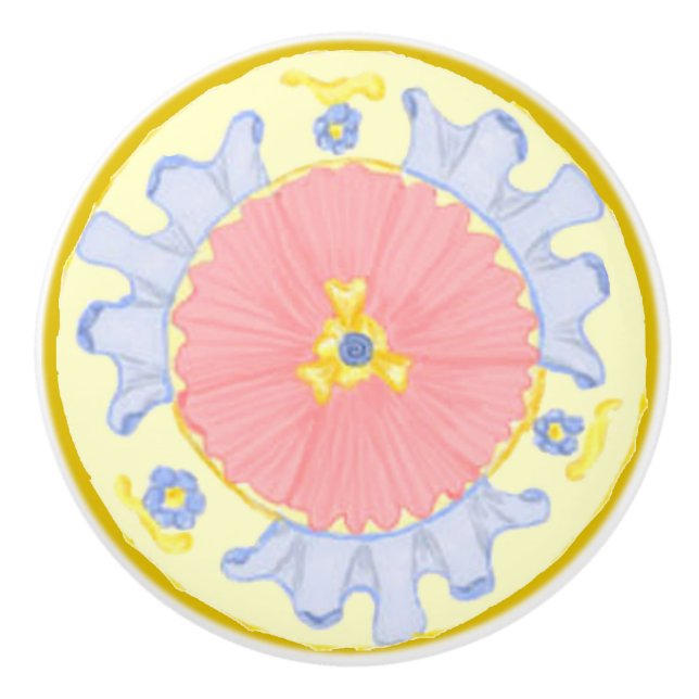 Leidenschaft blühende Blume - Medaillonknopf Keramikknauf (Vorderseite)