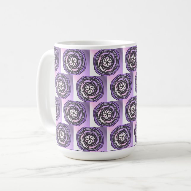 Leidenschaft Blume Lila Muster Tasse (Vorderseite Links)